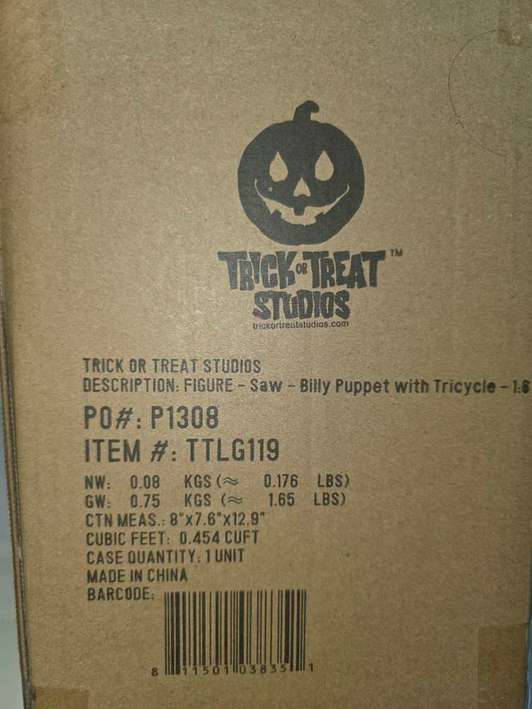 [우체국택배/핫토이x]공식 정품 라이센스 호러 피규어 쏘우 빌리 자전거 1/6스케일--1