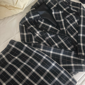 블랙 체크 트위드 셋업