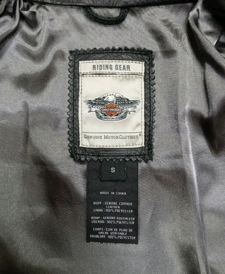 [최고급 사양] 할리데이비슨 여성용 큐빅장식 방풍 소 가죽자켓 S 사이즈--8