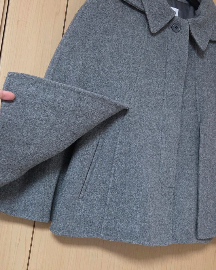 새상품) 르베인 2ND 케이프 후드 핸드메이드 코트 차콜 망토--9