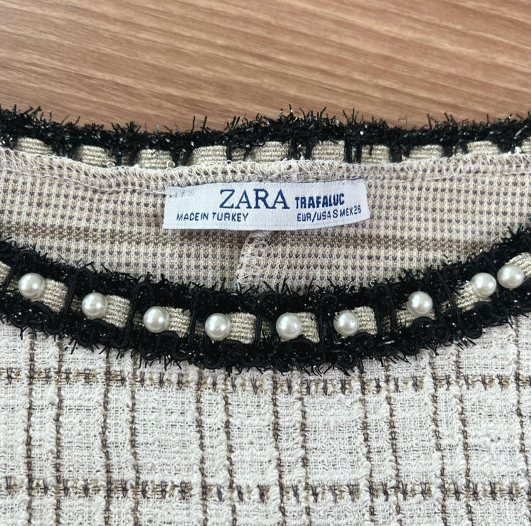 자라 트위드 니트 반팔 새상품--1