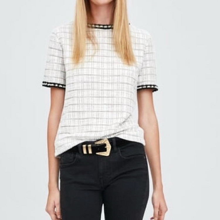 자라 트위드 니트 반팔 새상품--3