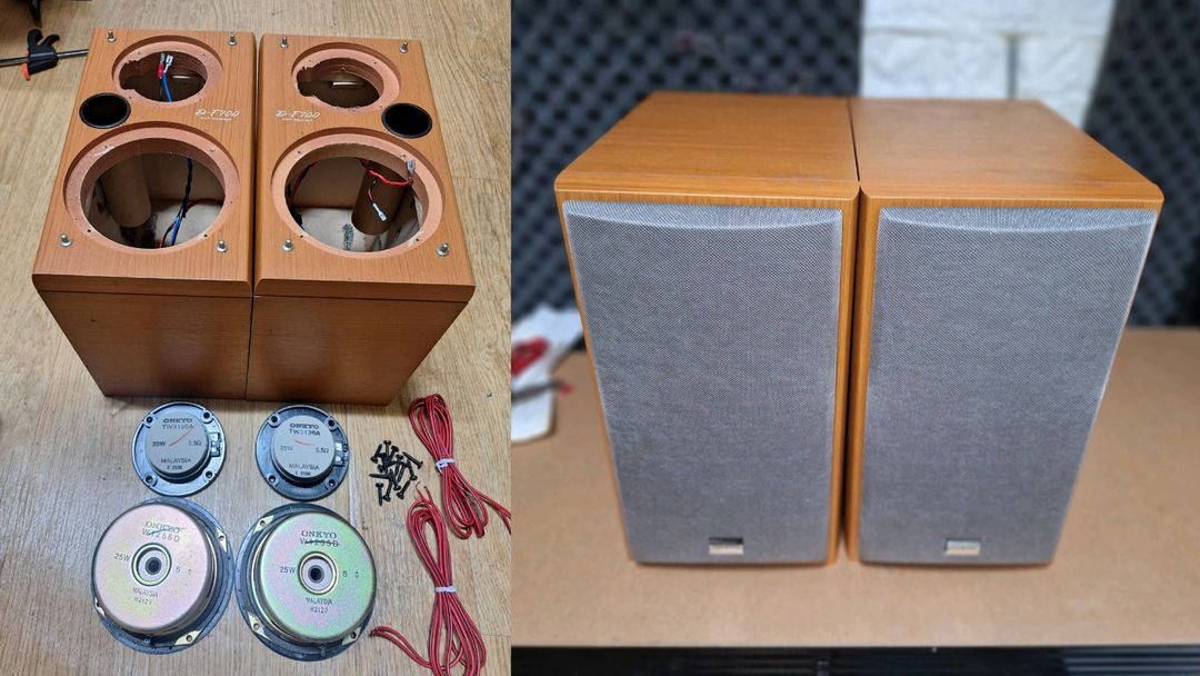 온쿄 d-f700 빈티지 스피커 1조/ 레트로 오디오 앤틱 인테리어 카페 가게 매장 이미지