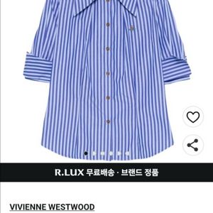 비비안웨스트우드 스트라이프 버튼 셔츠, 블루계열+블루계열, (42, 46 IT 구매가능)