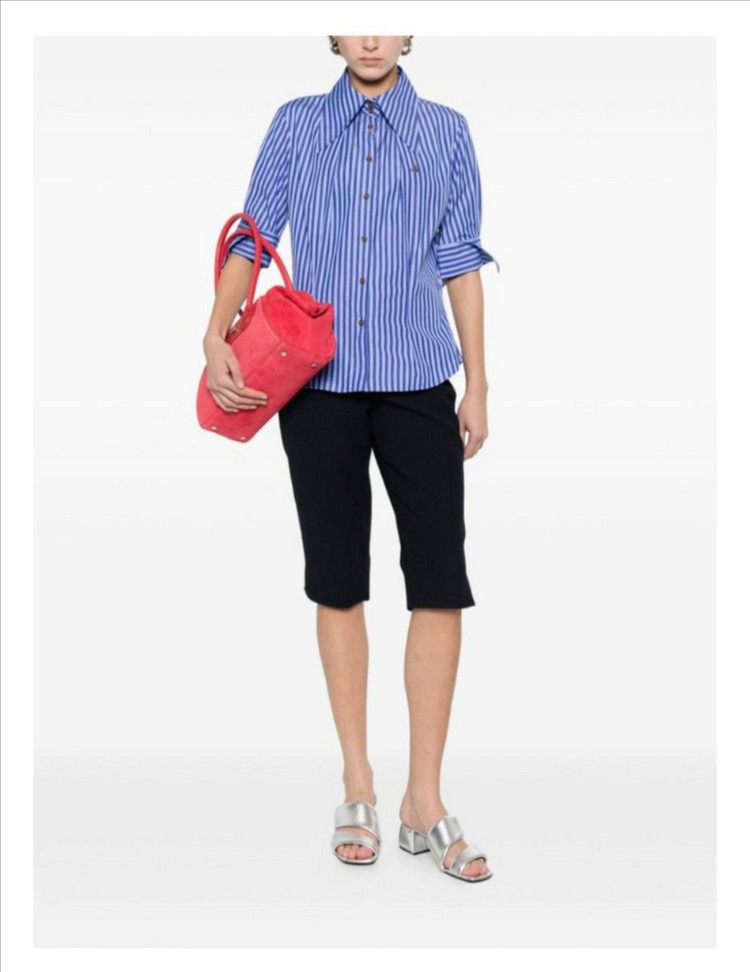 비비안웨스트우드 스트라이프 버튼 셔츠, 블루계열+블루계열, (42, 46 IT 구매가능)--1