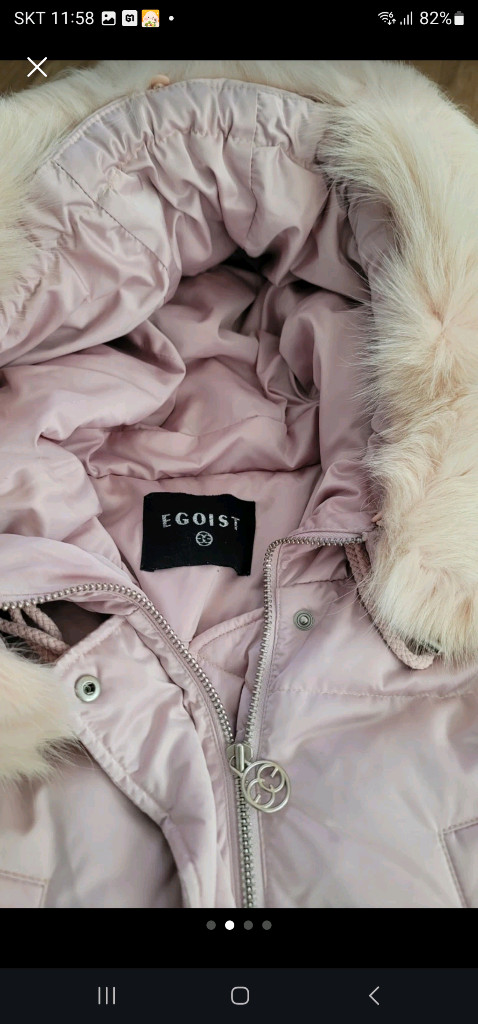 에고이스트 퍼오리털 롱패딩ㅡ딸기우유색 넘 이뻐요 이미지