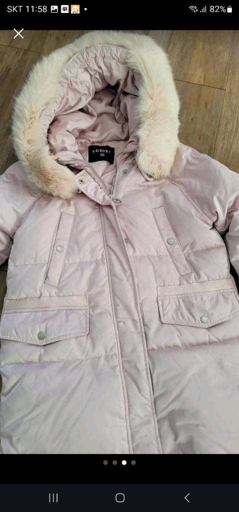 에고이스트 퍼오리털 롱패딩ㅡ딸기우유색 넘 이뻐요 이미지