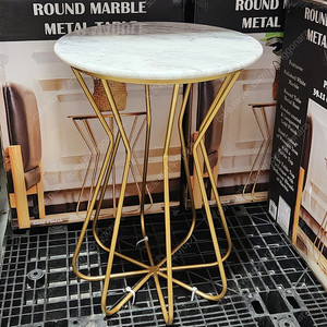 디자인코 대리석 원형 테이블 철재 협탁