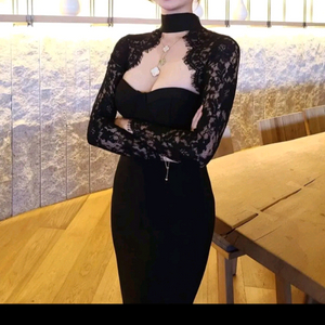 (새상품) 비비안수 라비수 롱 슬리브 레이스 밴디지 원피스 블랙 S 이미지