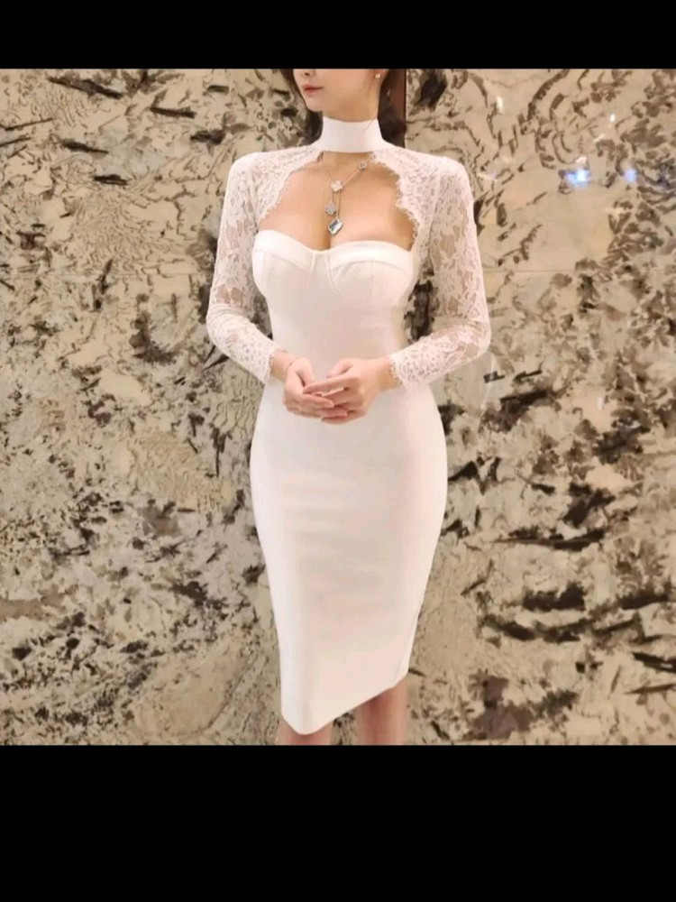 (새상품) 비비안수 라비수 롱 슬리브 레이스 밴디지 원피스 블랙 S 이미지