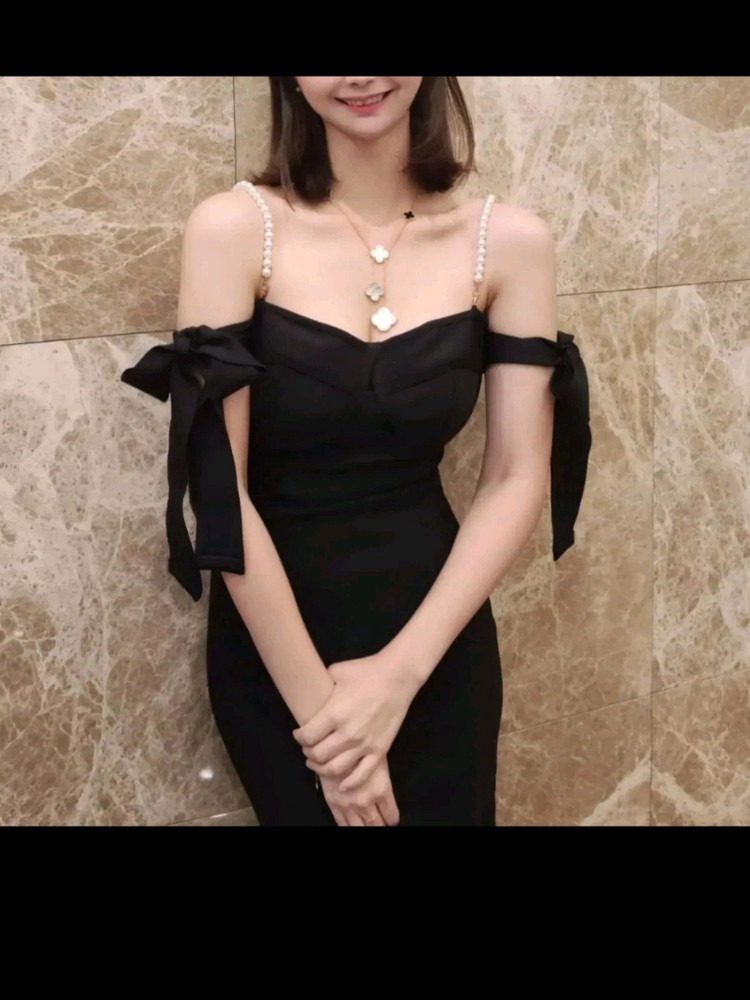 (새상품) 비비안수 라비수 밴디지 진주 리본 원피스 핑크, 블랙 S 이미지