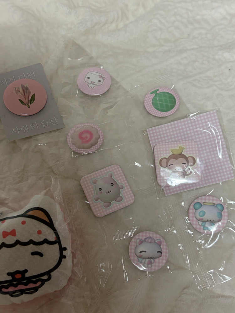 해피해피무 뺜쮸 고양이 쿠션 키링 완소클럽 핀버튼 판다 천사 엔젤 숭이--3