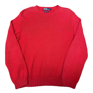 폴로 랄프로렌 스몰 포니로고 레드코튼니트 L