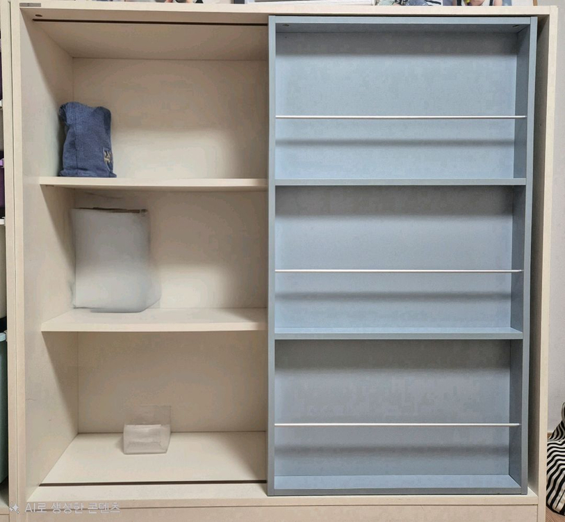 리바트 프렌즈아이 마카롱 책장+수납장 세트 (1200 슬라이딩형) / 8만원 이미지