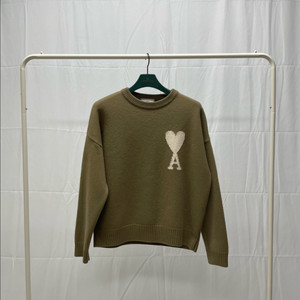 [N] 아미 인타르시아 빅하트 로고 니트 카키 [xs]