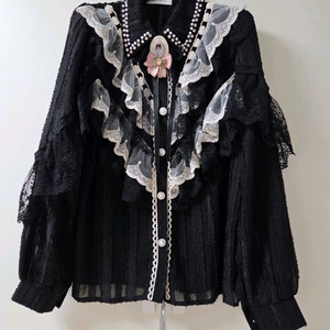 고급 프릴러플 블라우스 (모조에스핀 랑방 샤틴