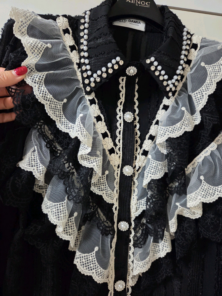 고급 프릴러플 블라우스 (모조에스핀 랑방 샤틴--3