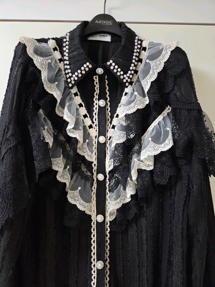 고급 프릴러플 블라우스 (모조에스핀 랑방 샤틴--4