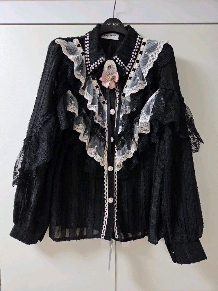 고급 프릴러플 블라우스 (모조에스핀 랑방 샤틴--5