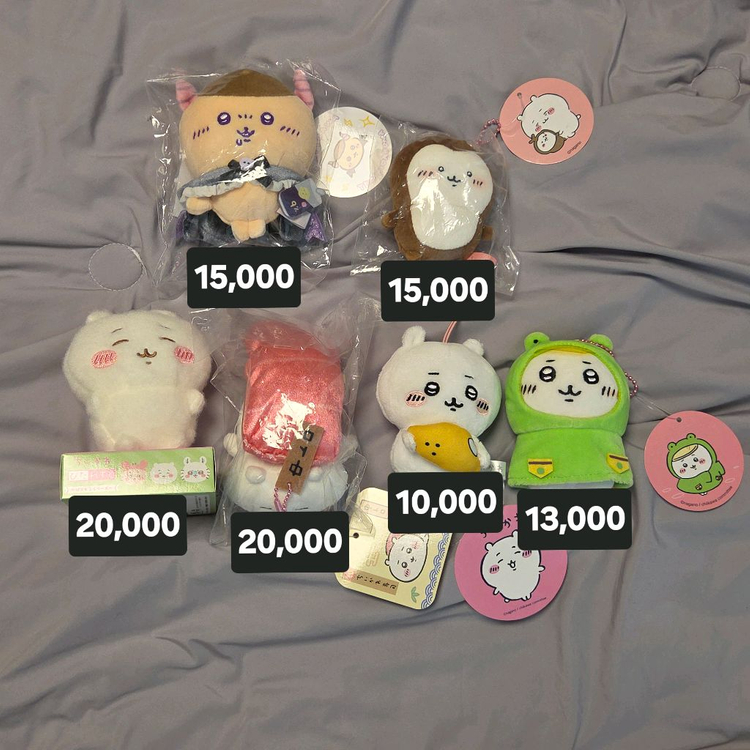 치이카와 우사기 하치와레 랏코 쿠리만쥬 카니 모몽가 인형 키링 이미지