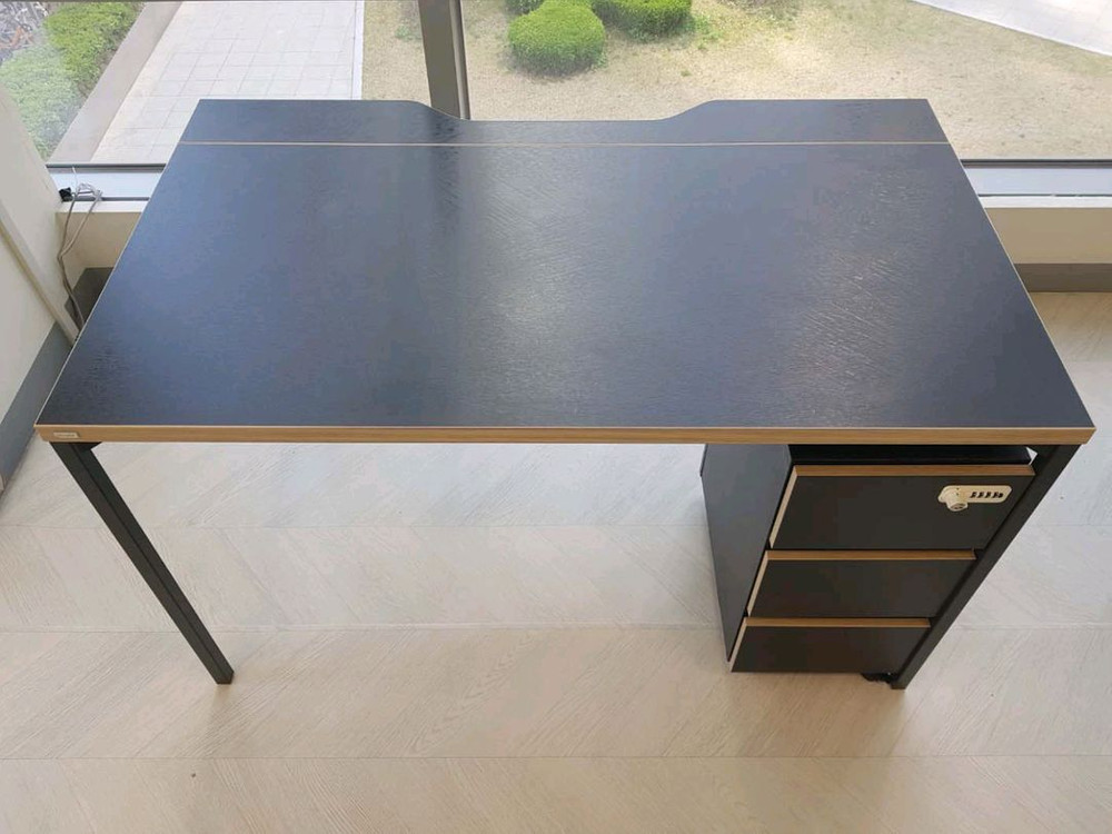 DESKR( 데스크)블랙1200 책상+ 이동서랍장셋트 이미지