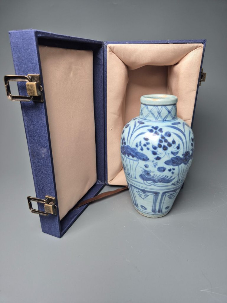 원청화 연꽃 봉황문 병 중국도자기 청화백자 골동품 고미술품 수집품 이미지