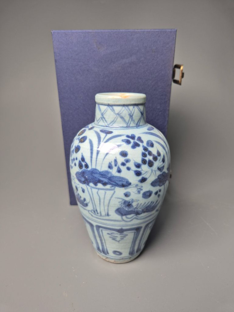 원청화 연꽃 봉황문 병 중국도자기 청화백자 골동품 고미술품 수집품 이미지