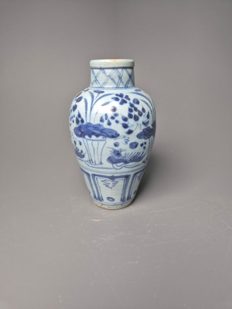 원청화 연꽃 봉황문 병 중국도자기 청화백자 골동품 고미술품 수집품 이미지