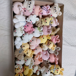 뜨개질 토끼 강아지 인형 키링세트