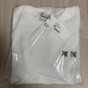 메종키츠네 더블폭스 맨투맨 화이트 L 새상품