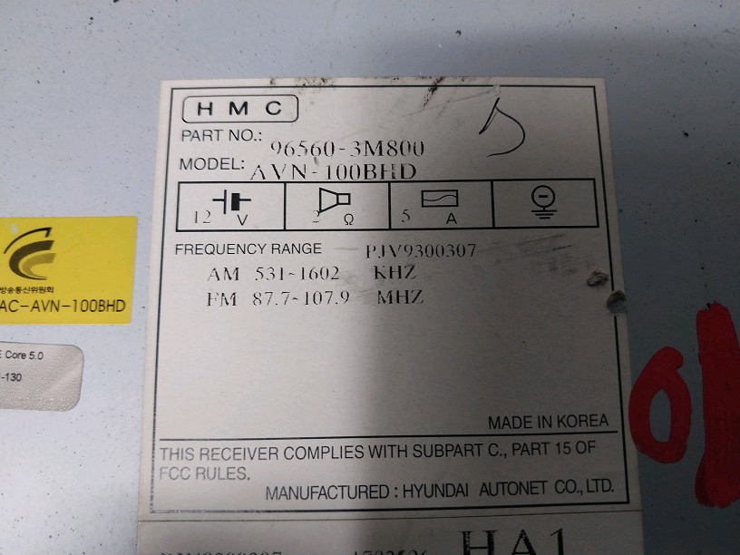 제네시스BH 순정 AVN 1CD 블루투스 오디오 / 96560-3M800--1