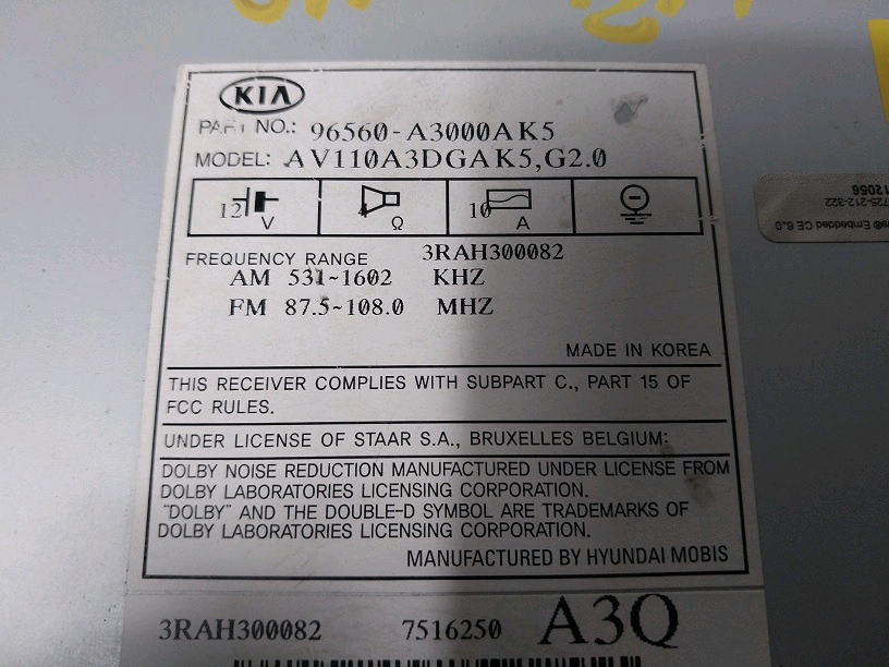 레이 순정 네비 AVN 오디오 / 96560-A3000AK5 96560A3000AK5--3