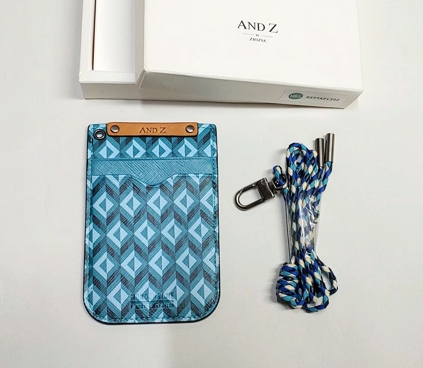 지오지아 카드지갑 목걸이형 블루 새제품 국산 이미지