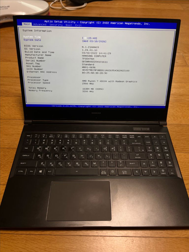 한성 TFG5476H RTX2060 게이밍 노트북(윈11홈 설치) 이미지