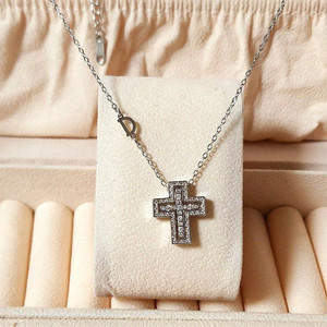 다미 목걸이 십자가목걸이 큐빅십자가 실버 은장(새상품) 이미지