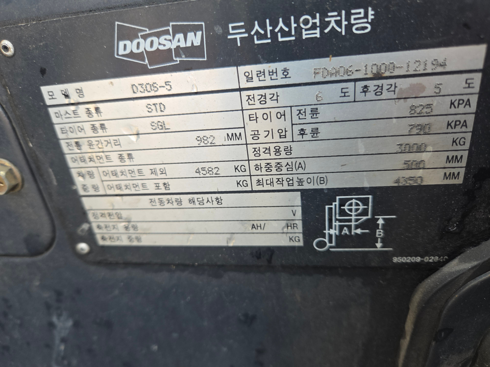 중고지게차 3톤 자동발 이미지