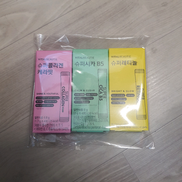 바이탈뷰티 슈퍼 콜라겐 케라핏 슈퍼 시카 B5 슈퍼 레티놀 3종 4포씩 세트 이미지