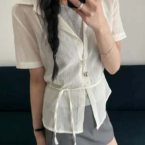 [마지막 가격내림/새상품/무배]스트링 베이 블라우스