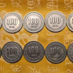 1973년 100원 동전 10개세트 이미지