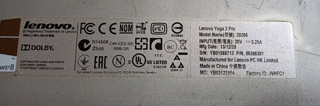 레노버 노트북 i7 4세대 부품용 요가 2 프로 이미지