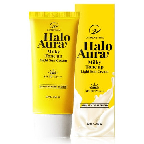 오투에니원 헤일로 아우라 밀키 톤업 라이트 선크림 50ml 유기자차 썬크림 미개봉 새제품 이미지