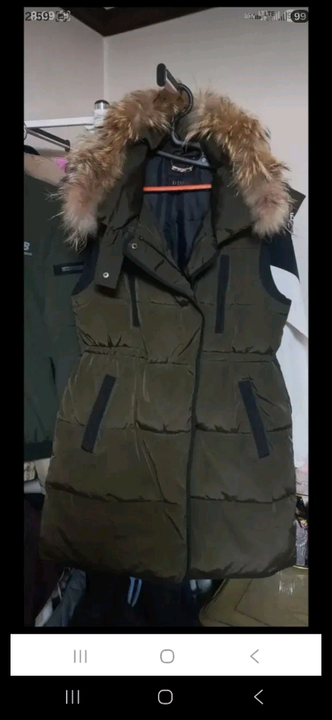 (새옷수준,정품)베스띠벨리 방수 퍼 민소매 퀄팅 누빔 롱패딩 코트, 66사이즈--1