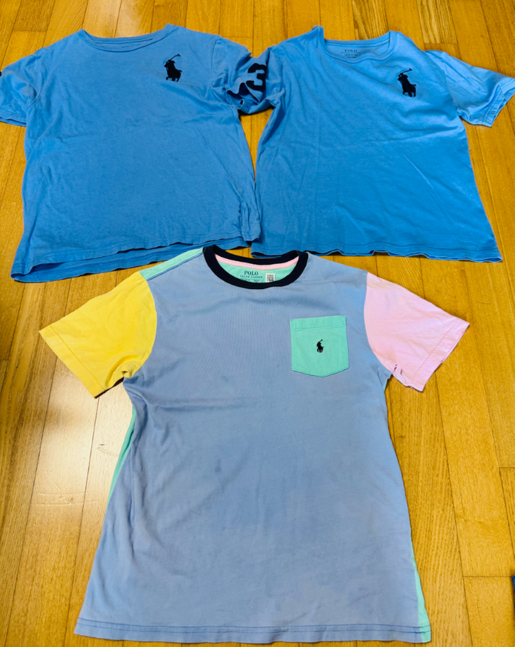 폴로 반팔 티셔츠, 폴로 아동 티셔츠 3벌 일괄 가격--2
