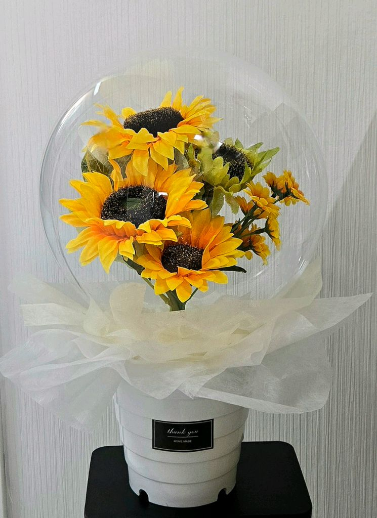 [행운꽃] 해바라기 풍선 꽃다발 선물 돈복 금전운 부모님 생일 집들이 개업 이미지