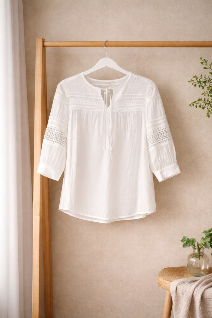 플라스틱아일랜드 레이스 시원한 여름 블라우스 S 445566 사이즈 정도 이미지