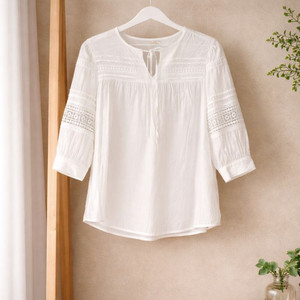 플라스틱아일랜드 레이스 시원한 여름 블라우스 S 445566 사이즈 정도 이미지
