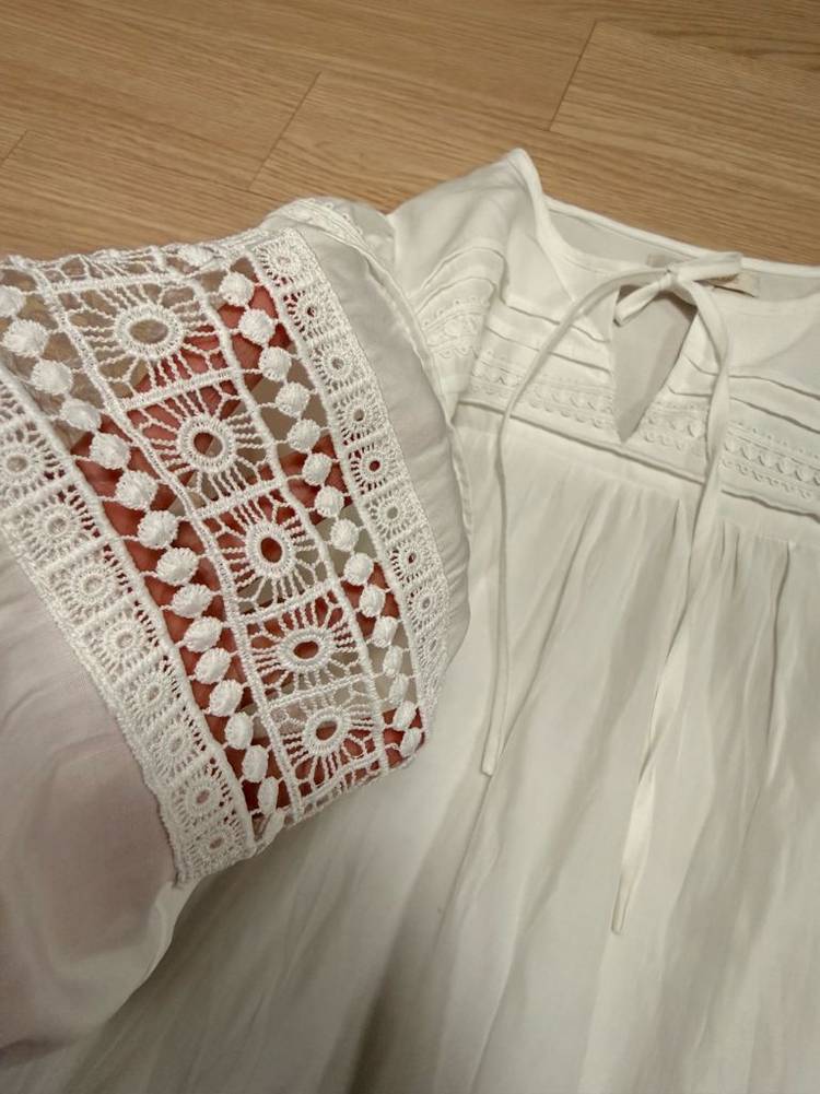 플라스틱아일랜드 레이스 시원한 여름 블라우스 S 445566 사이즈 정도 이미지