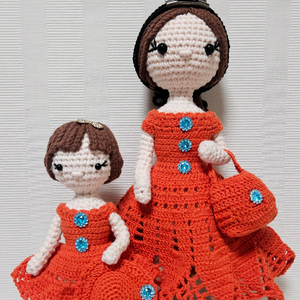 (새상품)핸드메이드 뜨개인형- 엄마와 딸