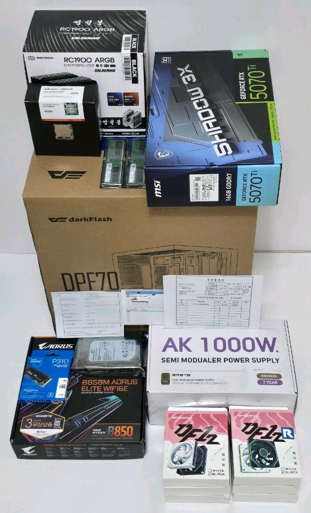 (새제품 반본체 블랙)9800X3D, B850M WIFI, 1000W, 공랭최강, 방송게이밍컴퓨터본체 이미지