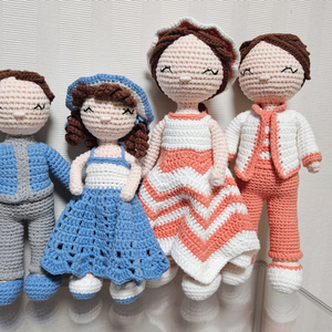 (새상품) 핸드메이드 뜨개 인형 가족 세트